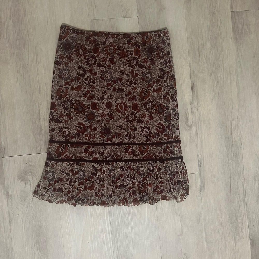 Mexx Brown Tan Ruffled Midi Skirt Casual